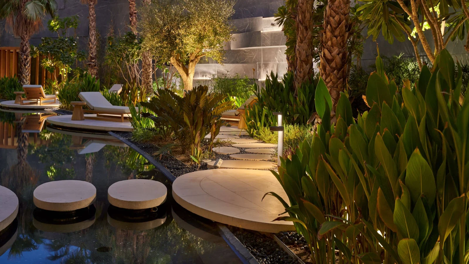 Landscaped terrace at Noor Spa.