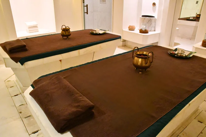 A treatment room shown in the hotel’s February 2026 Gym & Spa publication.