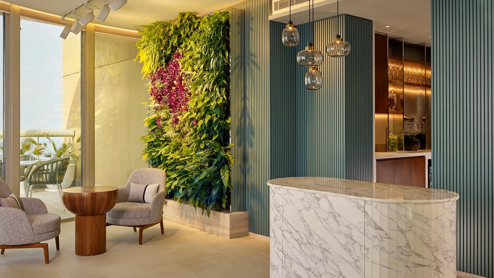 Vertix Spa reception and seating.