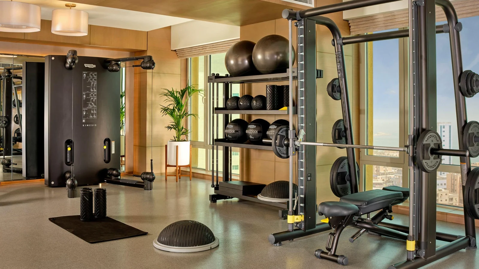 Strength-training equipment in the fitness centre.